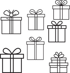 Gift Boxes Christmas Outline Icons