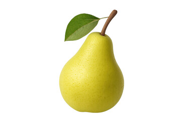 Fresh yellow pear with green leaf and stem