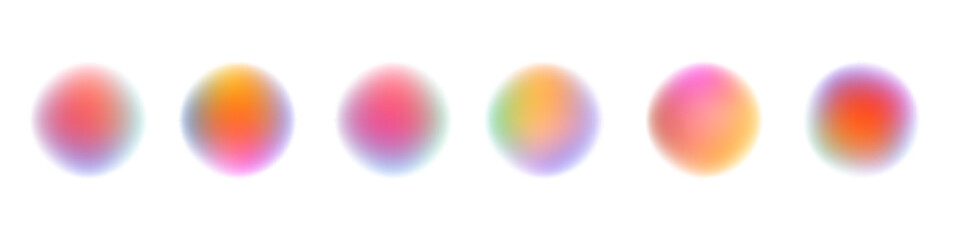 Round banner with neon gradient isolated on white transparent background in PNG vector format. Abstract cosmic bright colorful circle border frame PNG on white background.