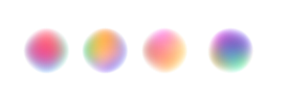 Round banner with neon gradient isolated on white transparent background in PNG vector format. Abstract cosmic bright colorful circle border frame PNG on white background.