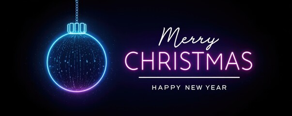 christmas greeting card with digital glowing christmas ball illustration