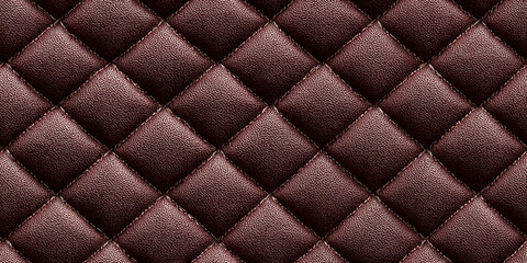 Fototapeta premium Rich brown seamless pattern with quilted texture and raised squares