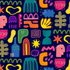 seamless pattern with funny monsters