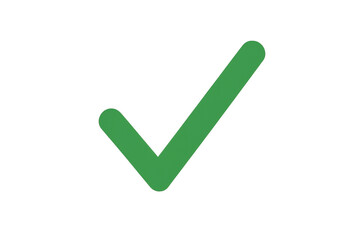 Green check mark icon or tick symbol representing success, valid agreement, done task, and confirmation on transparent background