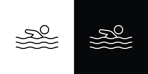 Swimmer icon. Outline symbol for Website UI