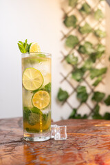 Refreshing Homemade Lemonade with Lime and Mint
