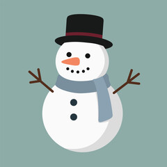 A simple snowman illustration with classic winter elements, suitable for holiday design, seasonal branding, packaging, labels, pattern, book illustration, and festive graphic projects.
