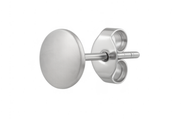 Silver stud earring isolated on transparent background