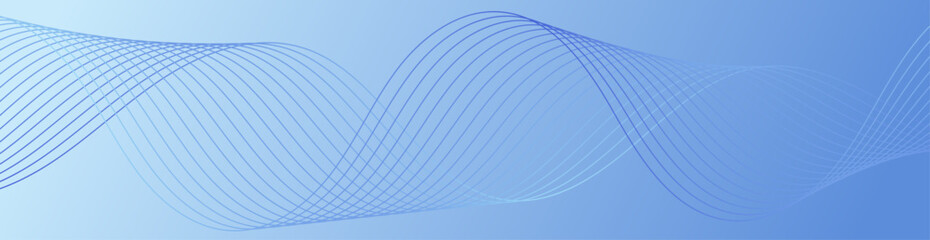 Abstract background with lines and waves. Web banner size. Element for design isolated. Vector background for brochure, flyer, poster. Blue gradient. Christmas background