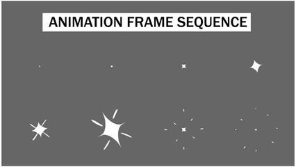 Hand-Drawn Twinkle and Sparkle Effect Animation Frame Sequence. 2D Flash FX Starburst and Shimmer Glow Element. Cartoon Magic Light Effect Motion Graphic Overlay.