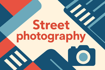 Minimalist Street Poster. Street photography. Modern minimalist poster banner. Bold sans-serif typography with