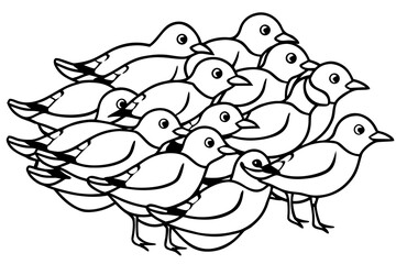 Birds Line Art Bundle Vector on White Background