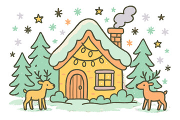 Obraz premium Enchanting Snow Cottage. 