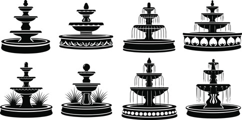 Ornate Fountains Set Water Feature Elegance for Garden and Landscape