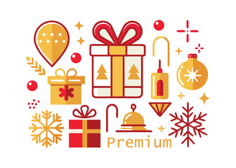Festive Holiday Gift Collection with Premium Vibes for Your Christmas Marketing Campaign or Seasonal Greetings, Featuring Snowflakes, Ornaments, and Classic Cheer