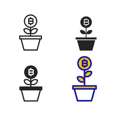 Icon Growth of Cryptocurrency. Icon collection with various style icon.