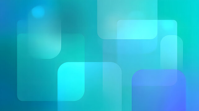 Abstract Digital Background with Overlapping Blue and Cyan Squares