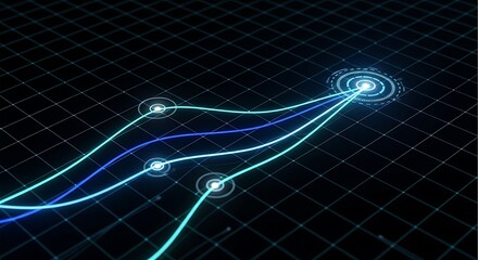 Abstract glowing lines on dark background representing business growth, progress, and technological advancement