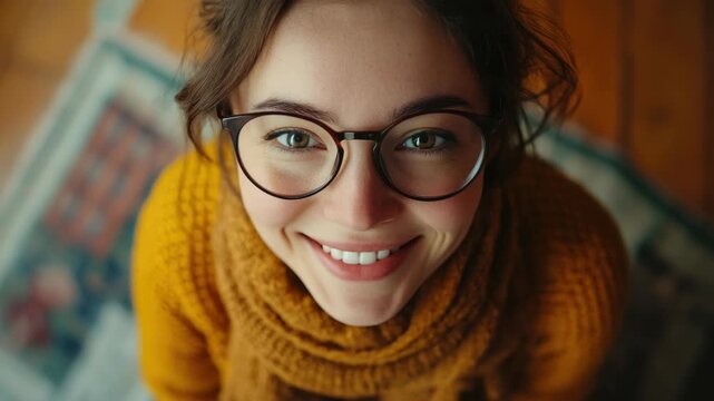 Woman wearing glasses and yellow sweater