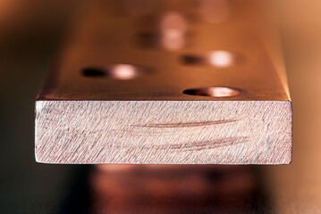 Copper grounding busbar used in electrical and power industry installations