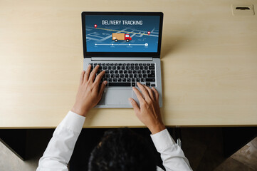 Fototapeta premium Delivery tracking system for e-commerce and modish online business to timely goods transportation and delivery