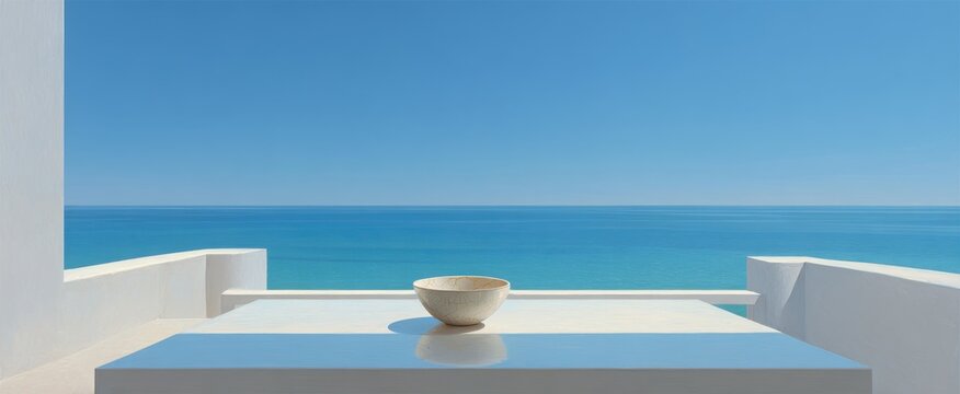 Serene ocean view with minimalist decor for relaxation and inspiration