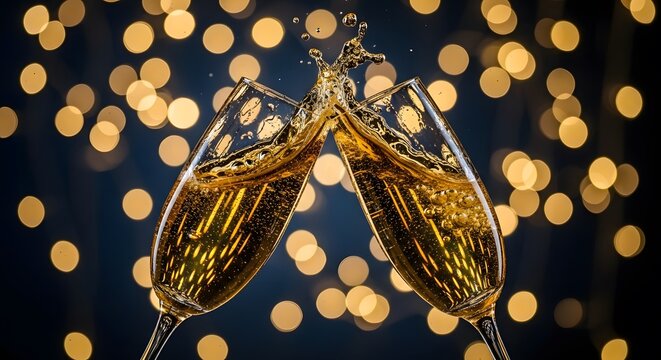 champagne glasses clinking together in celebration