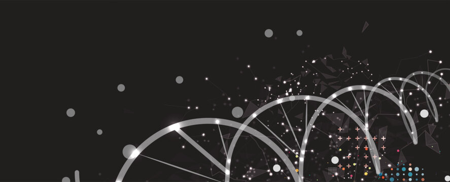 Technology hexagons backgrpund, DNA strands, connected neural web