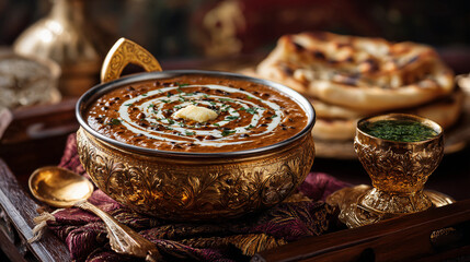 dal makhni garnish with coriander and butter served in restaurant