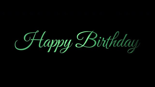 Happy Birthday animated with green text lettering on transparent background or dark. Perfect for birthday cards, social media posts, invitation, and party.
