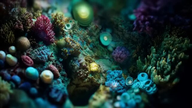 Underwater coral reef panorama teeming with vibrant sea life ecosystem
