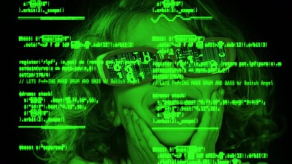 a small girl with glasses with code - Powered by Adobe