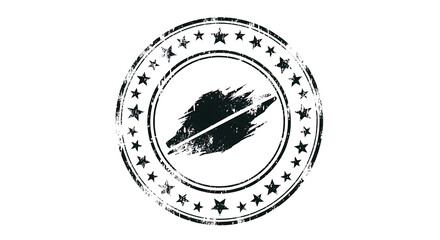 Distressed Circular Emblem, with Stars and Grunge Brush Stroke, cutout, PNG isolated on a white or transparent background, AI
