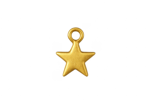 Gold star pendant charm object with transparent background