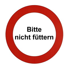 Rundes Schild mit rotem Rand und der Aufschrift 