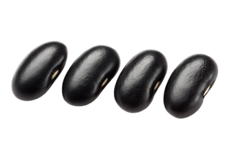 black beans isolated on transparent white background full depth of field clipping path