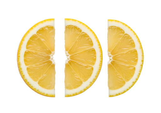 yellow lemon slice isolated on transparent white background full depth of field clipping path
