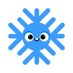 Cute Smiling Blue Snowflake Character