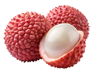 lychees isolated on transparent white background full depth of field clipping path