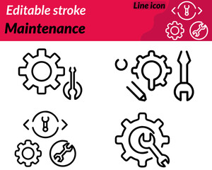 A practical maintenance icon character featuring essential repair tools. Such as a wrench screwdriver and gear arranged in a clean organized layout. The design equipment servicing mechanical repair. 