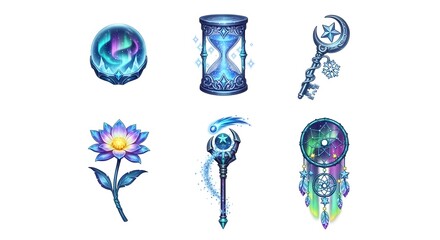Fantasy Magical Celestial Objects Collection for Games and Design