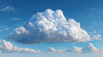 Beautiful cumulus cloud formation against azure blue sky during daytime, offering a sense of calm