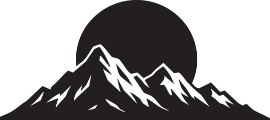 Mountain range with sunset silhouette vector