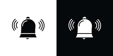 Bell icons in black and white shilhouette style for App Ui