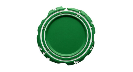 Green bottle cap, with white rim and distressed edges, cutout, PNG isolated on a white or transparent background, AI