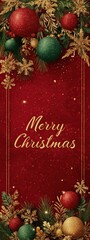 Elegant Red and Gold Merry Christmas Greeting Card Background