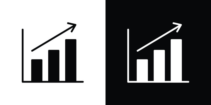 Chart histogram icons in black and white shilhouette style for App Ui