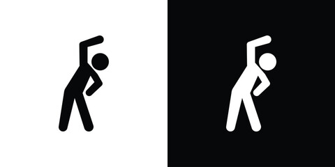 Fitness exercise icons in black and white shilhouette style for App Ui