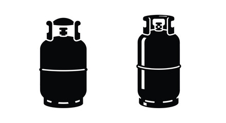 Simple black and white illustration of two propane gas cylinder tanks