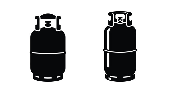 Simple black and white illustration of two propane gas cylinder tanks